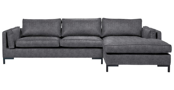 ECKSOFA  in Lederlook Grau  295/160 cm  - Schwarz/Grau, Design, Textil/Metall (295/160cm) - Hom`in