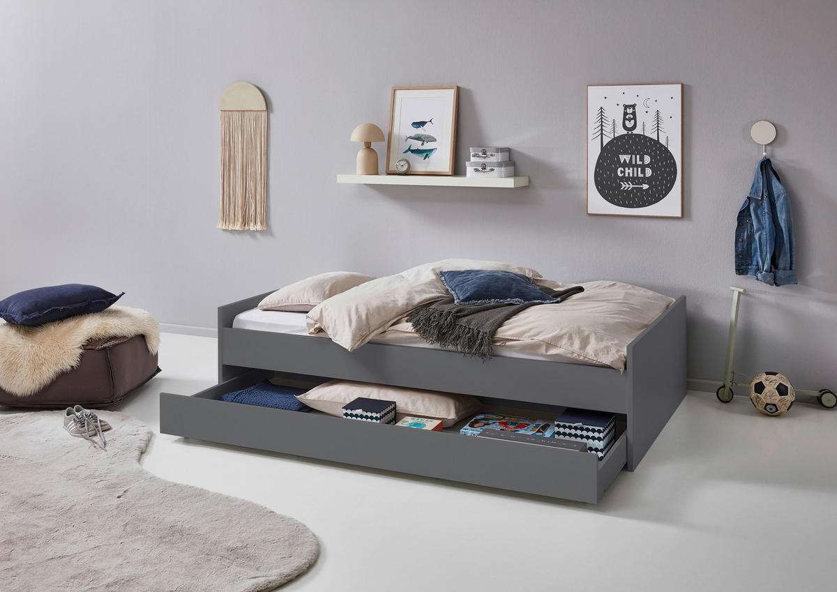 BODENBETT. 120/200 cm  in Anthrazit  - Anthrazit, LIFESTYLE, Holz/Holzwerkstoff (120/200cm) - Stylife