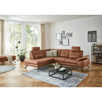 ECKSOFA in Lederlook, Mikrofaser Braun  194/261 cm  - Schwarz/Braun, Design, Textil/Metall (194/261cm) - Beldomo System