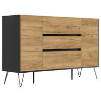 SIDEBOARD Posseik Industrial 155/93,6/42 cm 3 Schublade(n)  - Eichefarben/Graphitfarben, Design, Holzwerkstoff/Metall (155/93,6/42cm) - P & B
