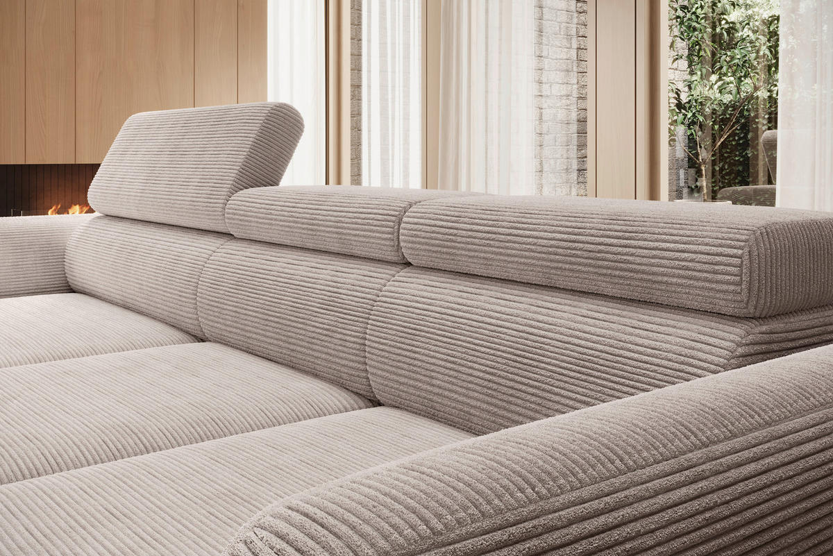 ECKSOFA in Cord Naturfarben  - Schwarz/Naturfarben, Konventionell, Textil/Metall (174/277cm) - Carryhome