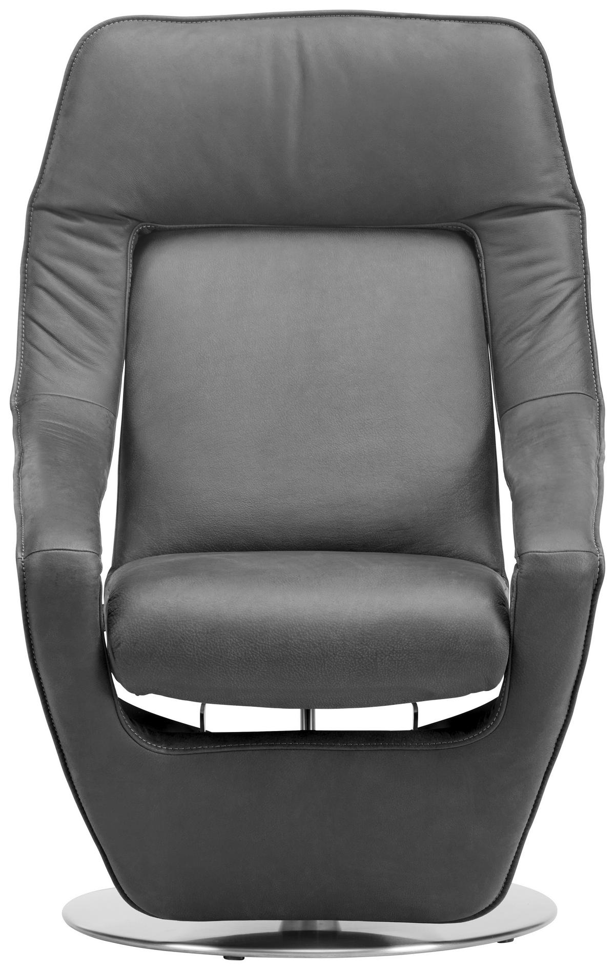 RELAXSESSEL in Leder Schwarz  - Schwarz/Grau, Design, Leder/Metall (77/113/91cm) - Koinor