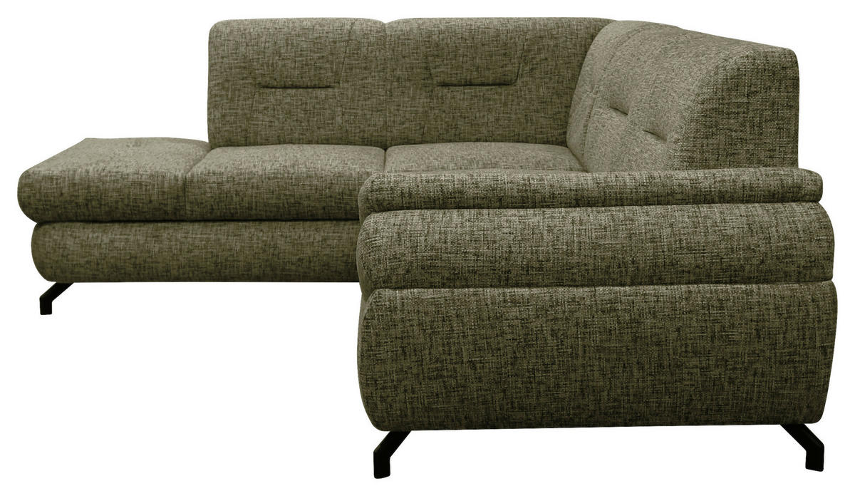 ECKSOFA in Struktur, Plüsch Grün  - Schwarz/Grün, Design, Textil/Metall (201/274cm) - MID.YOU