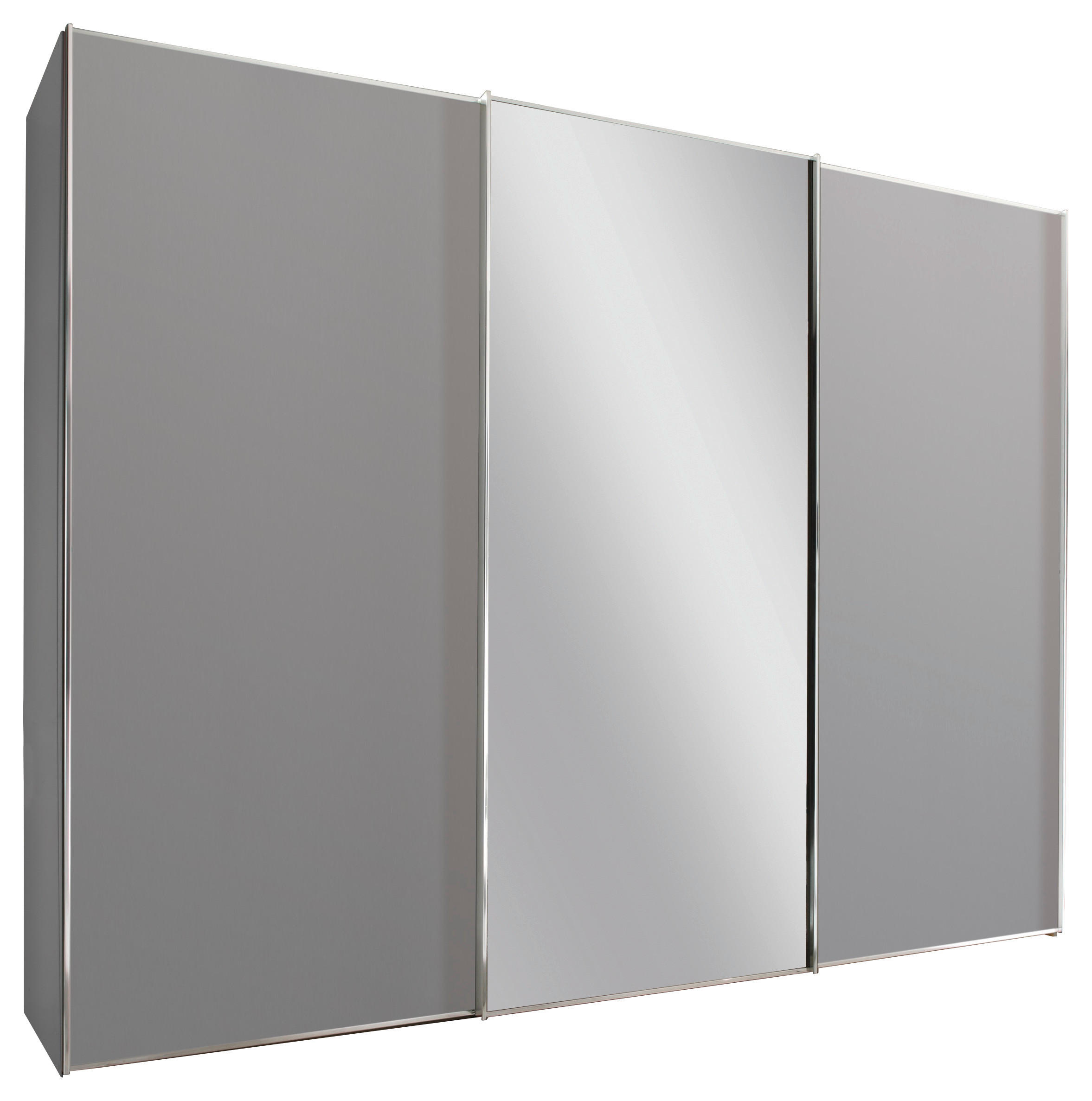 SCHWEBETÜRENSCHRANK in Hellgrau  - Chromfarben/Hellgrau, Basics, Glas/Holzwerkstoff (249/240/68cm) - Moderano