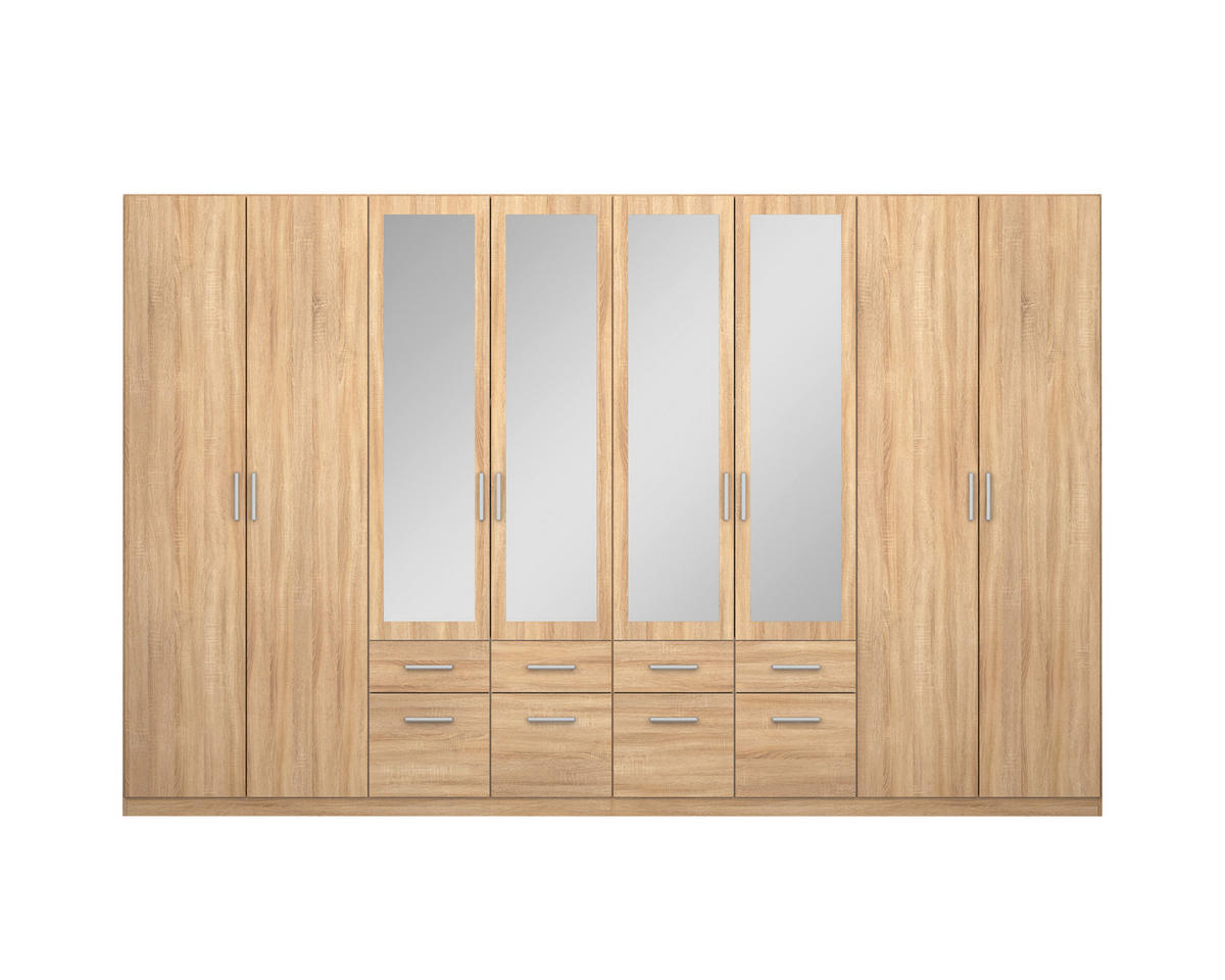DREHTÜRENSCHRANK 360/229/54 cm 8-türig Sonoma Eiche  - Alufarben/Sonoma Eiche, MODERN, Holzwerkstoff/Kunststoff (360/229/54cm) - Rauch Möbel
