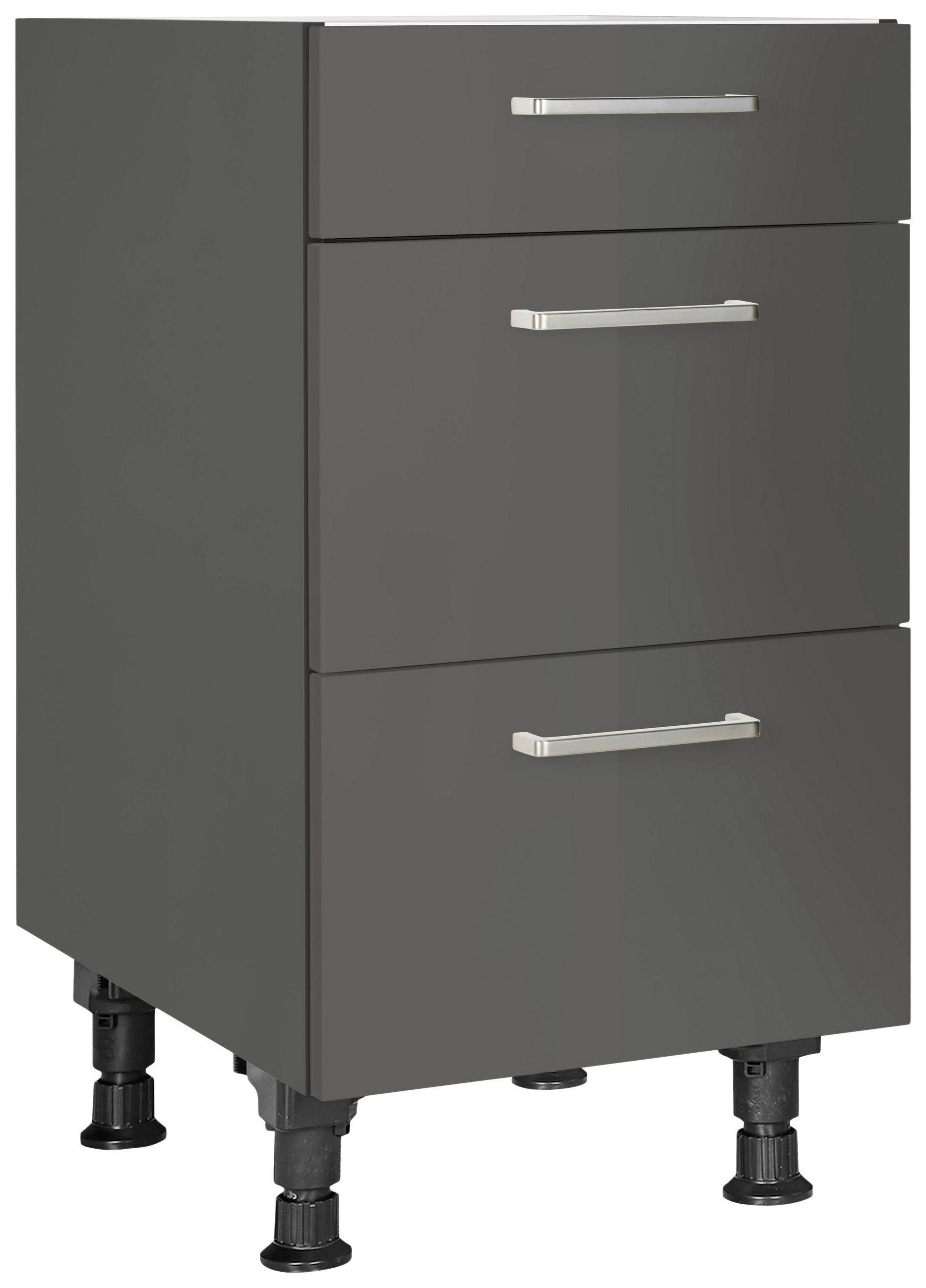 SCHUBKASTENUNTERSCHRANK 45/87/56 cm  in Schieferfarben  - Schieferfarben/Edelstahlfarben, MODERN, Holzwerkstoff/Metall (45/87/56cm) - Nobilia