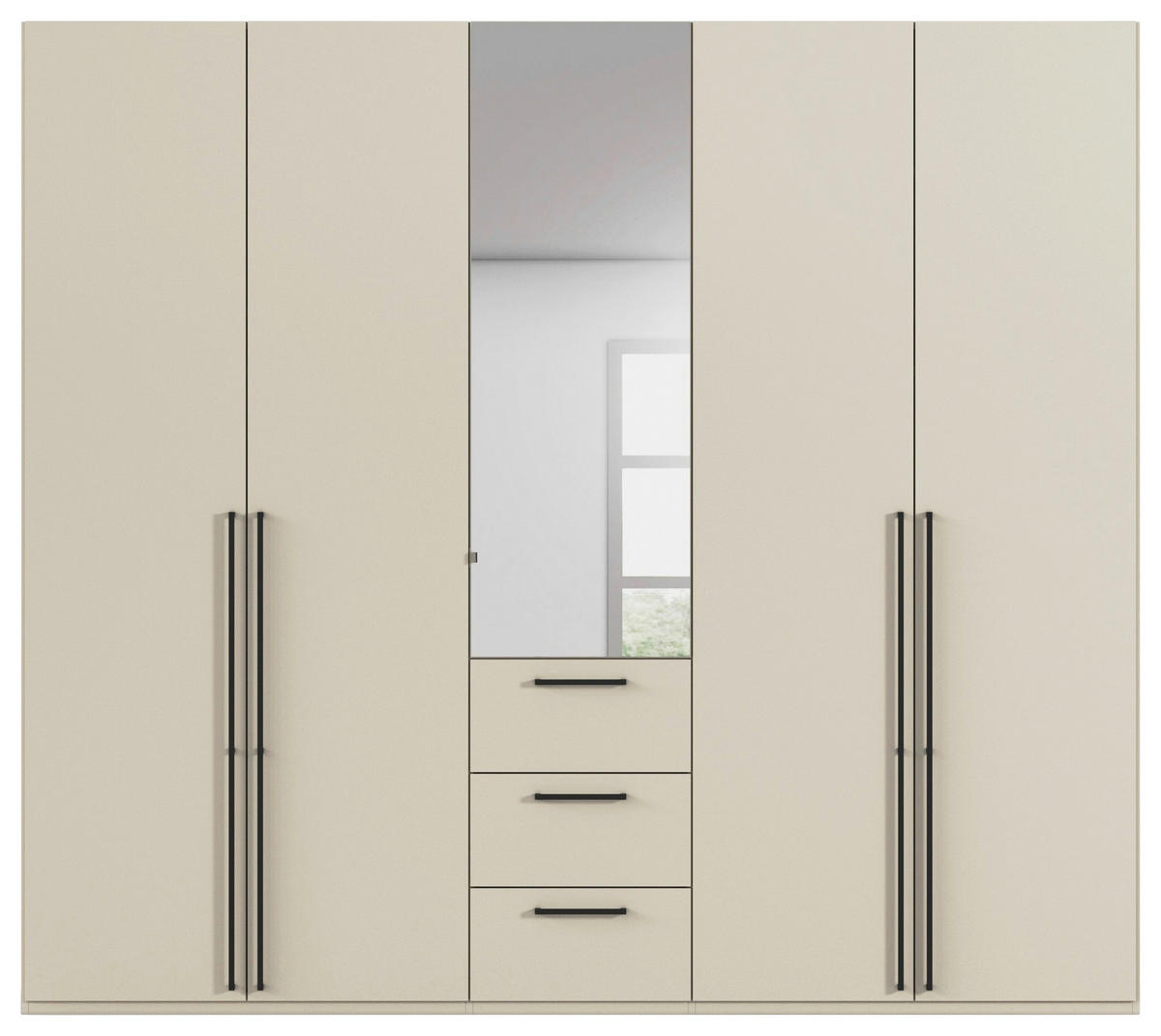 DREHTÜRENSCHRANK 251/235/61 cm,  in Champagner, 5-türig  - Chromfarben/Champagner, Basics, Glas/Holzwerkstoff (251/235/61cm) - Novel