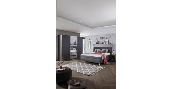 POLSTERBETT 180/200 cm in Anthrazit - Anthrazit/Silberfarben, KONVENTIONELL, Holz/Textil (180/200cm) - Esposa