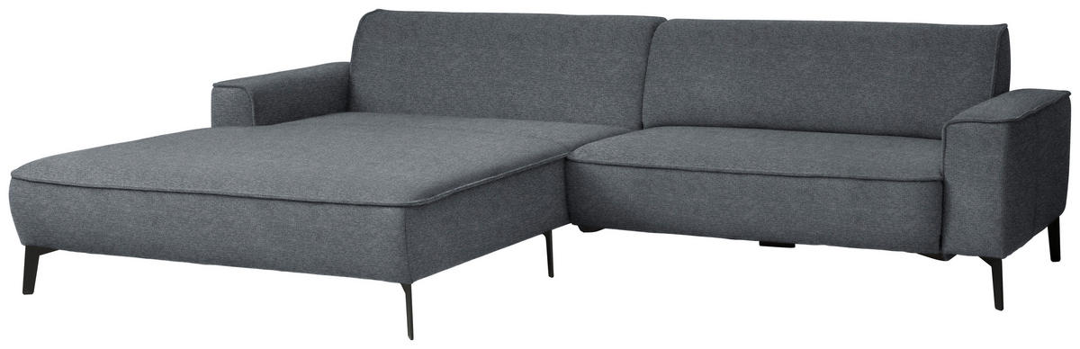 ECKSOFA in Flachgewebe Dunkelgrau  - Dunkelgrau/Schwarz, Design, Textil/Metall (190/285cm) - Johann Jakob