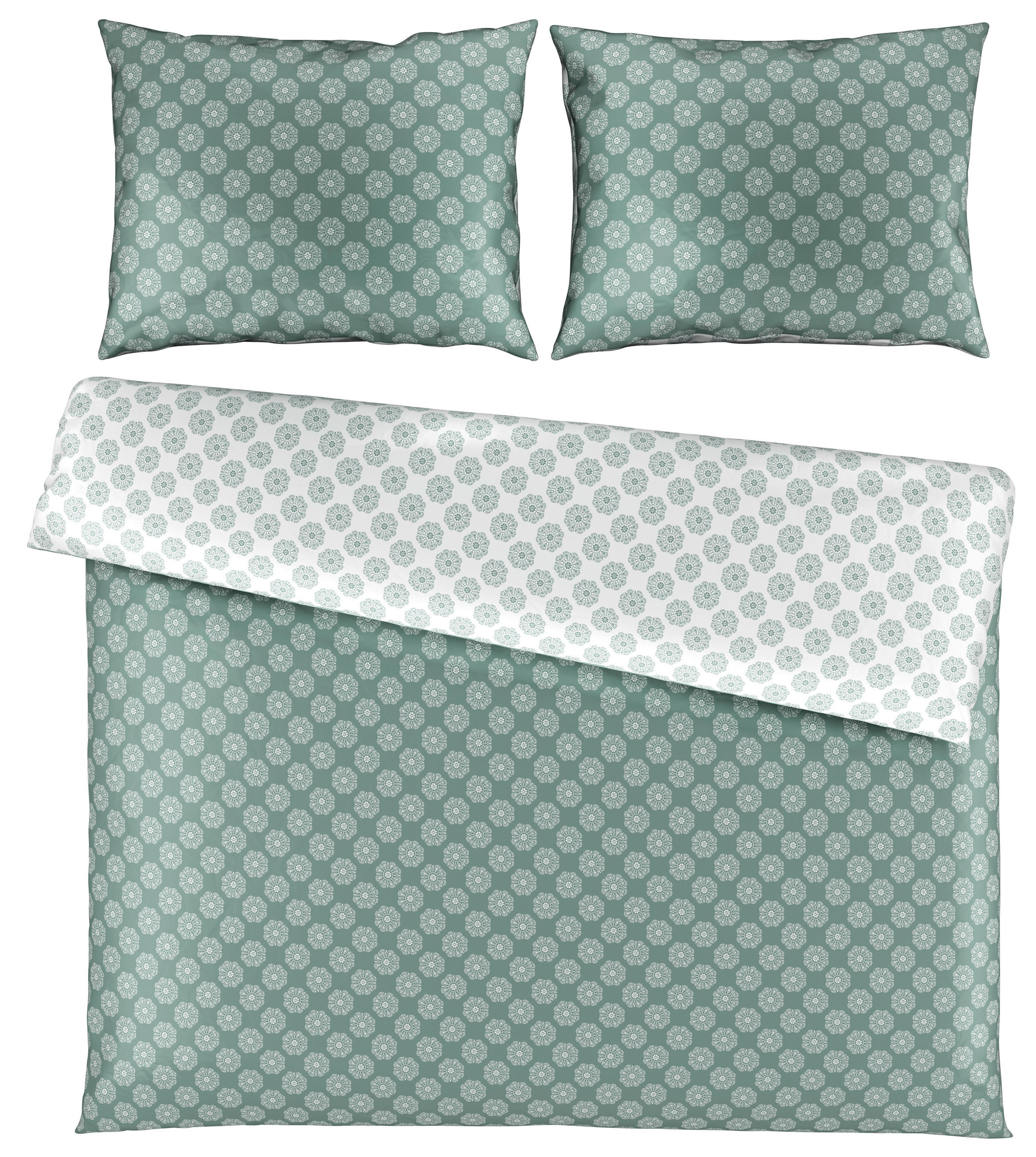 OBOJSTRANNÁ POSTEĽNÁ BIELIZEŇ, satén, zelená, 200/200 cm - zelená, Konventionell, textil (200/200cm) - Esposa