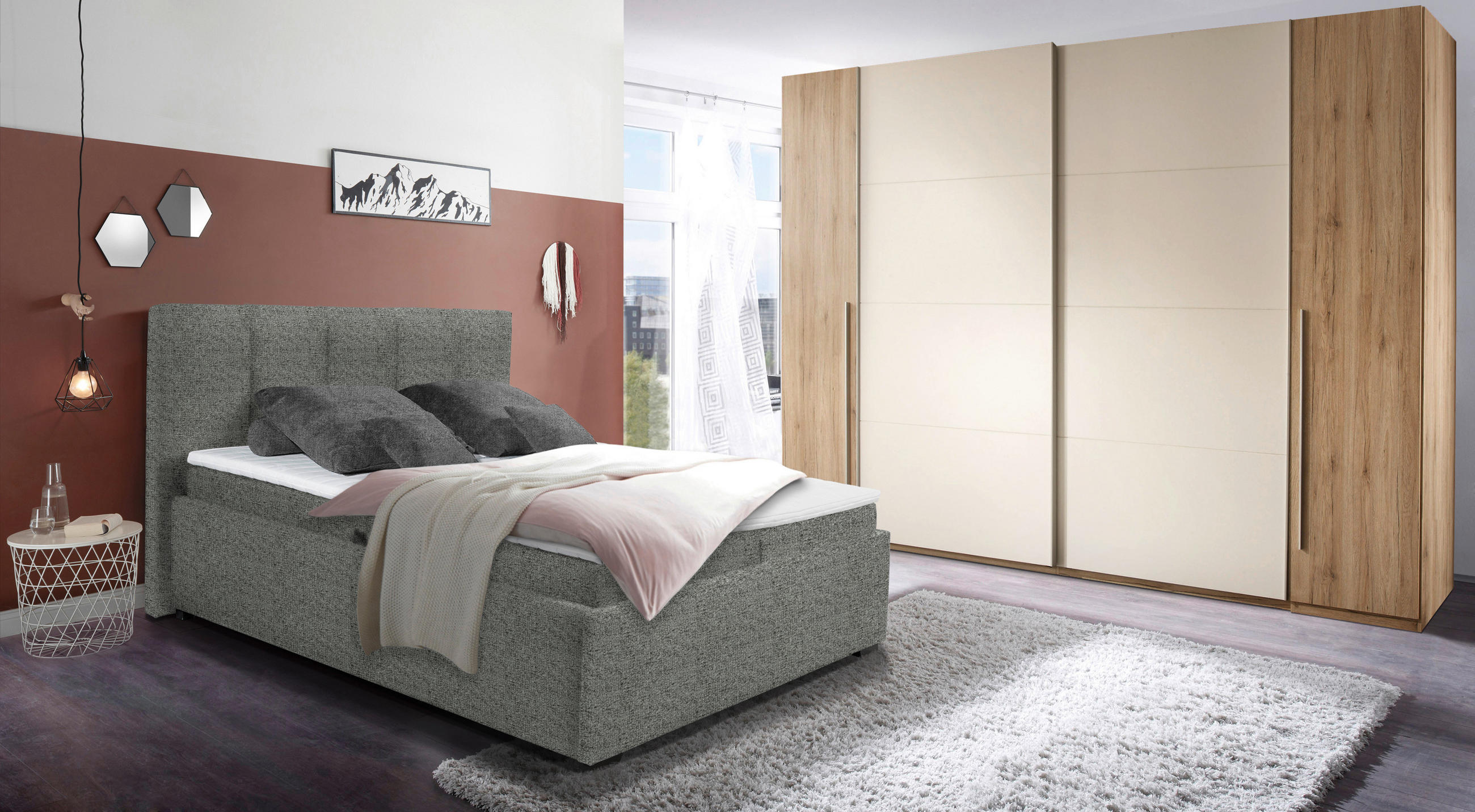 POLSTERBETT 180/200 cm  in Grau  - Graphitfarben/Schwarz, Konventionell, Kunststoff/Textil (180/200cm) - Esposa