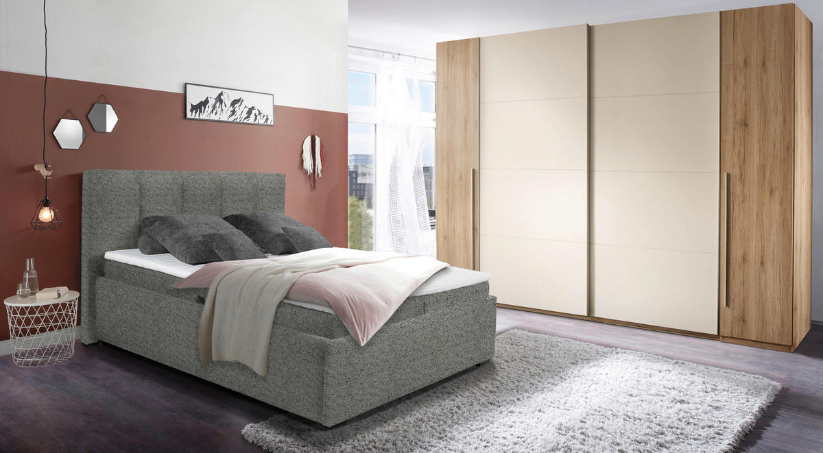 POLSTERBETT 180/200 cm  in Grau  - Graphitfarben/Schwarz, Konventionell, Kunststoff/Textil (180/200cm) - Esposa