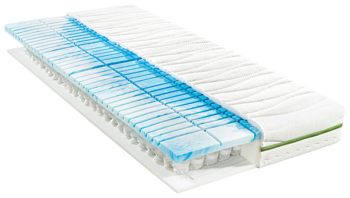 GEL-TASCHENFEDERKERNMATRATZE 90/190 cm Höhe ca. 20 cm  - Weiss, Basics, Textil (90/190cm) - Valnatura