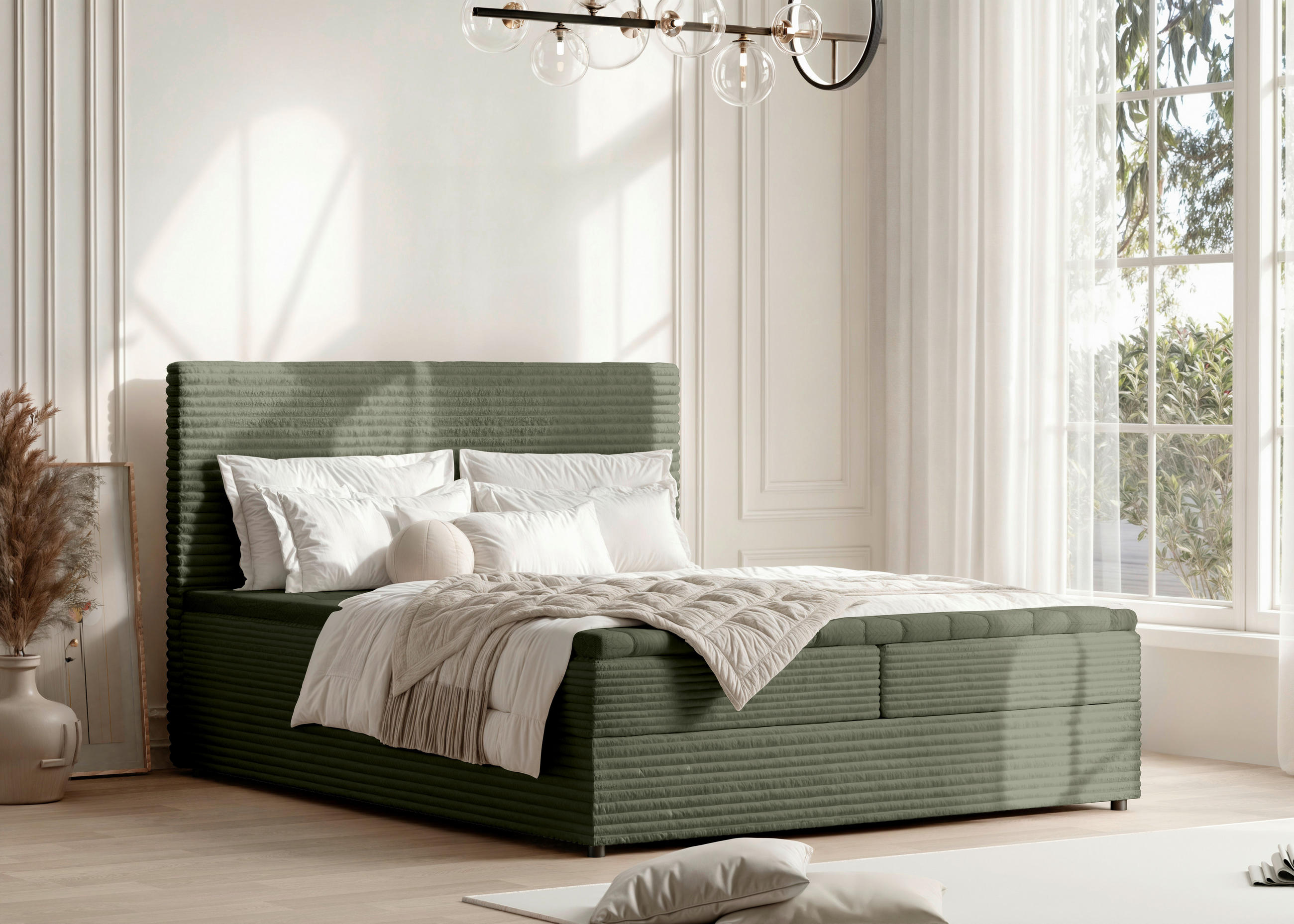 BOXBETT 180/200 cm  in Olivgrün  - Schwarz/Olivgrün, Trend, Kunststoff/Textil (180/200cm) - Boxxx