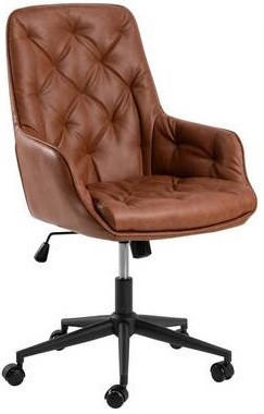 CHEFSESSEL Lederlook Braun, Schwarz  - Schwarz/Braun, Design, Textil/Metall (106/60/67,5cm) - MID.YOU