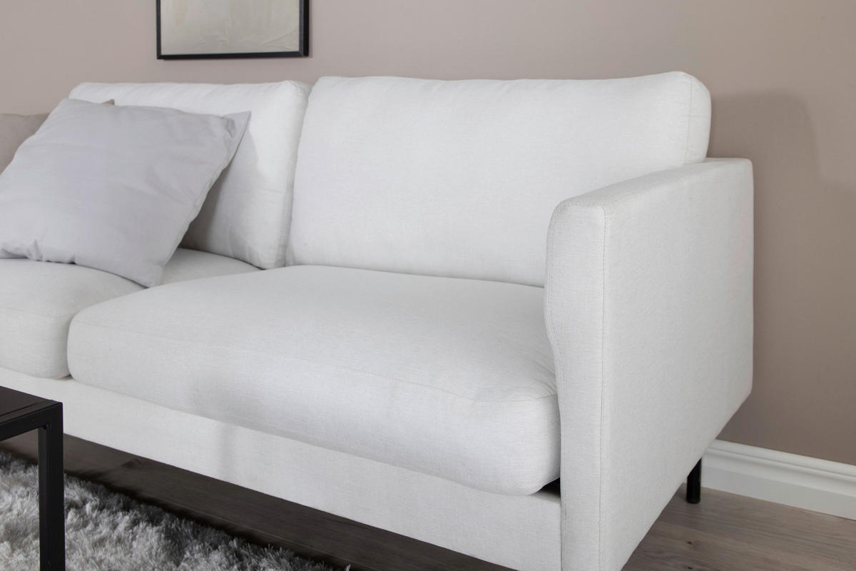 2-SITS SOFFA i metall, textil cremefärgad, svart  - svart/cremefärgad, Design, metall/textil (180/78/80cm) - Livetastic