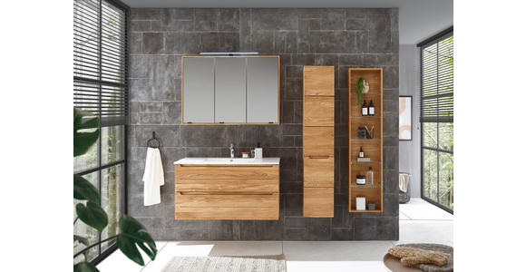 SPIEGELSCHRANK 100/70/20 cm  - Eichefarben/Schwarz, KONVENTIONELL, Glas/Holz (100/70/20cm) - Linea Natura