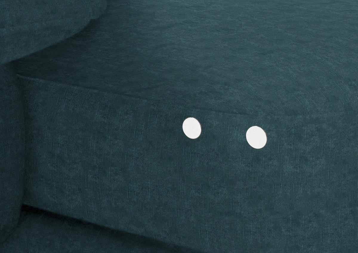 ECKSOFA in Velours Petrol  - Petrol/Schwarz, Design, Textil/Metall (180/310cm) - Dieter Knoll