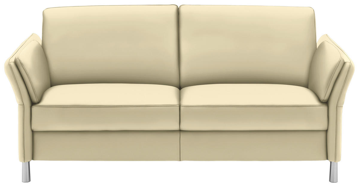 2,5-SITZER in Echtleder Creme  - Creme/Alufarben, Design, Leder/Metall (164/82/99cm) - Dieter Knoll