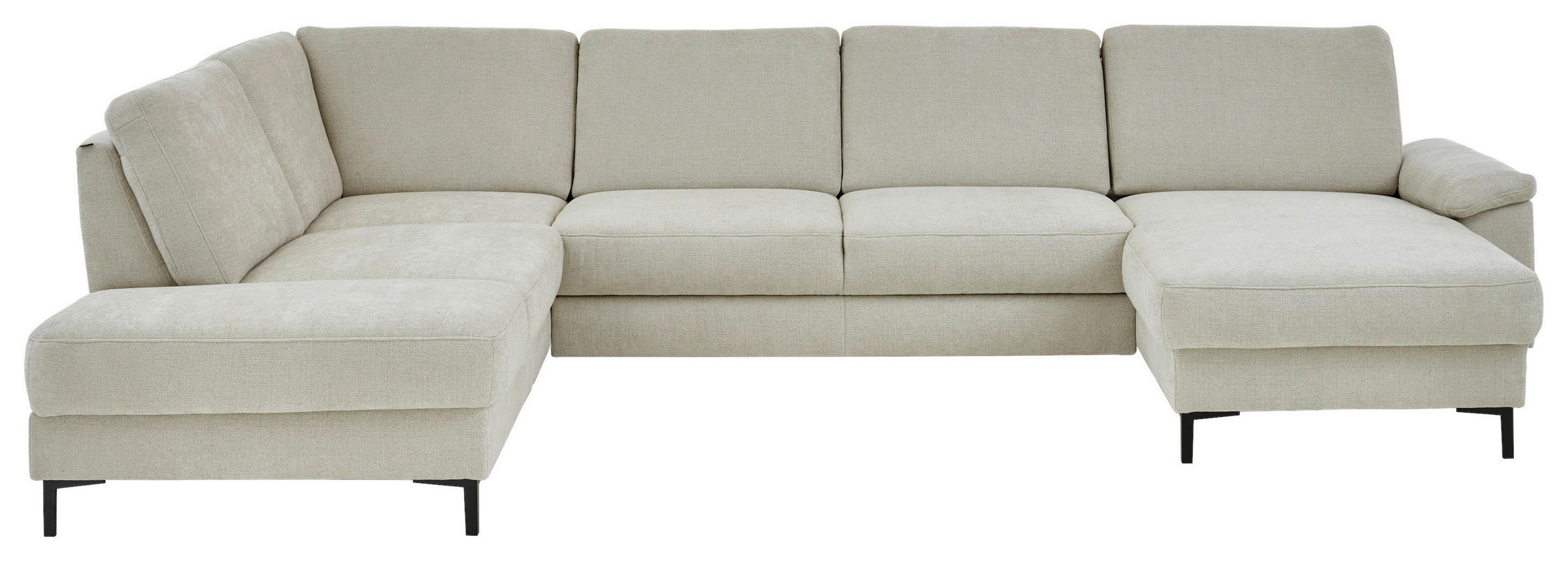 WOHNLANDSCHAFT Dieter Knoll Greige Chenille  - Greige/Schwarz, Design, Textil/Metall (235/349/175cm) - Dieter Knoll