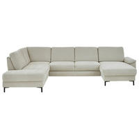 WOHNLANDSCHAFT Dieter Knoll Greige Chenille  - Greige/Schwarz, Design, Textil/Metall (235/349/175cm) - Dieter Knoll