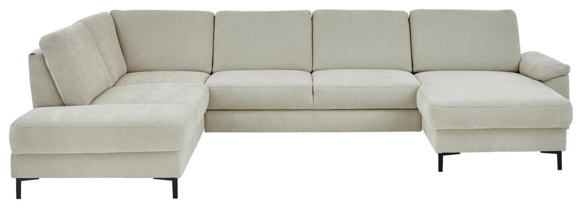 WOHNLANDSCHAFT Dieter Knoll Greige Chenille  - Greige/Schwarz, Design, Textil/Metall (235/349/175cm) - Dieter Knoll