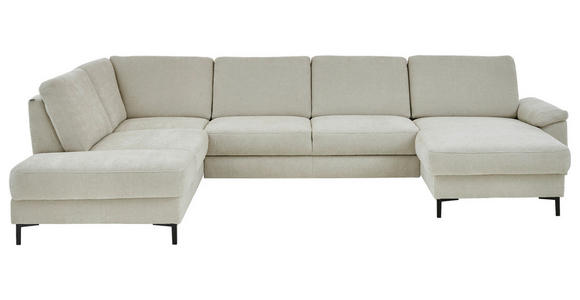 WOHNLANDSCHAFT Dieter Knoll Greige Chenille  - Greige/Schwarz, Design, Textil/Metall (235/349/175cm) - Dieter Knoll