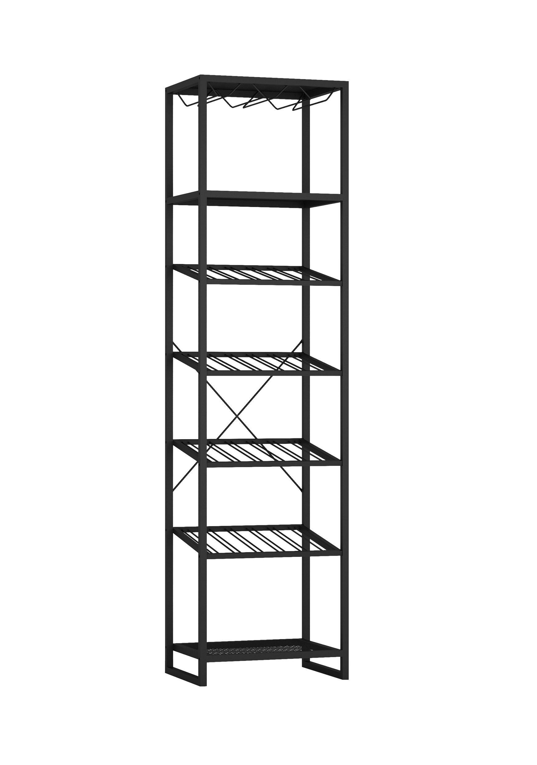 WEINREGAL  - Anthrazit/Schwarz, Trend, Metall (47/180/35cm) - Livetastic