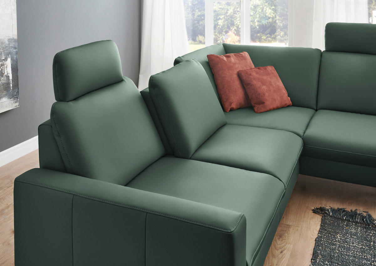 ECKSOFA Echtleder Opal  - Opal/Schwarz, Design, Leder/Metall (250/194cm) - Beldomo Premium