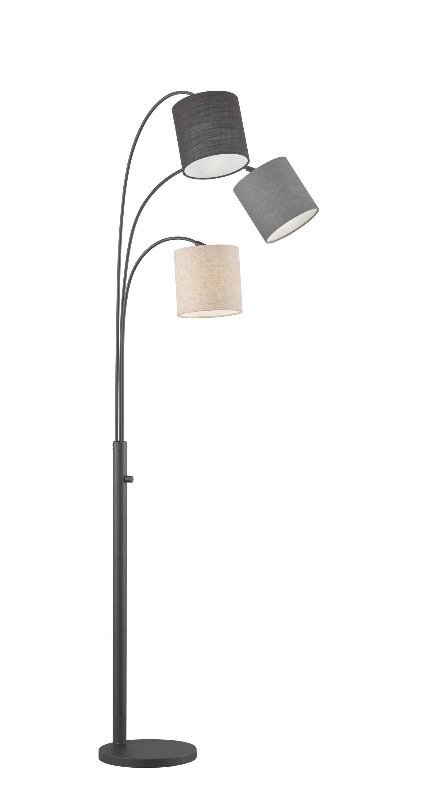 BOGENLEUCHTE    - Sandfarben/Schwarz, Design, Textil/Metall (186cm) - Fischer & Honsel