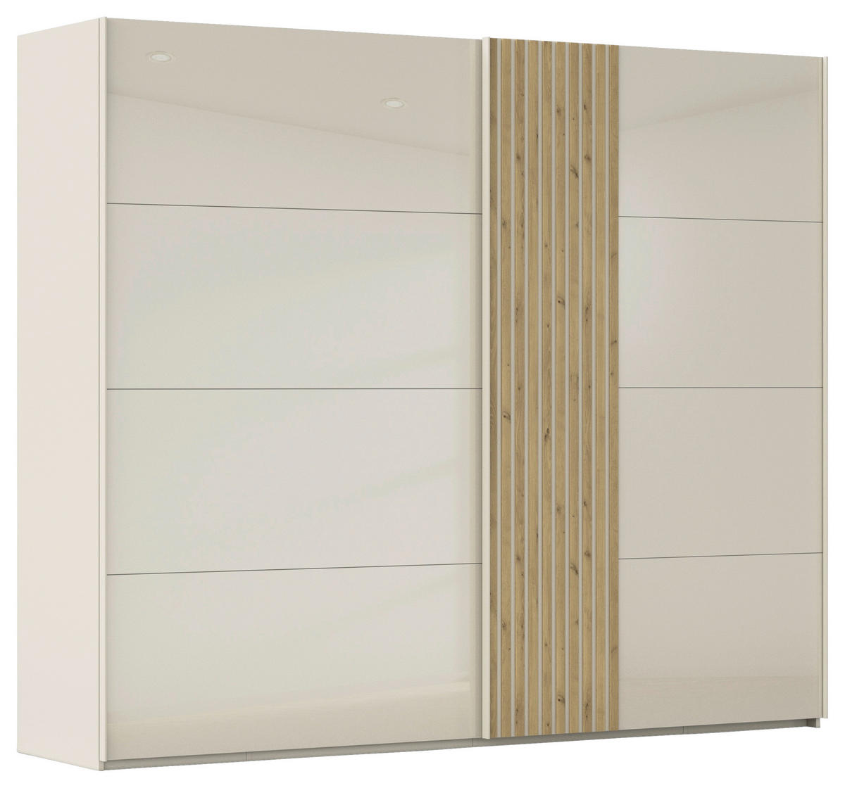 ŠAT. SKRIŇA S POSUV. DVERAMI, farba duba, šampanská, 262/223/68 cm - šampanská/farba duba, Design, kov/kompozitné drevo (262/223/68cm) - Novel