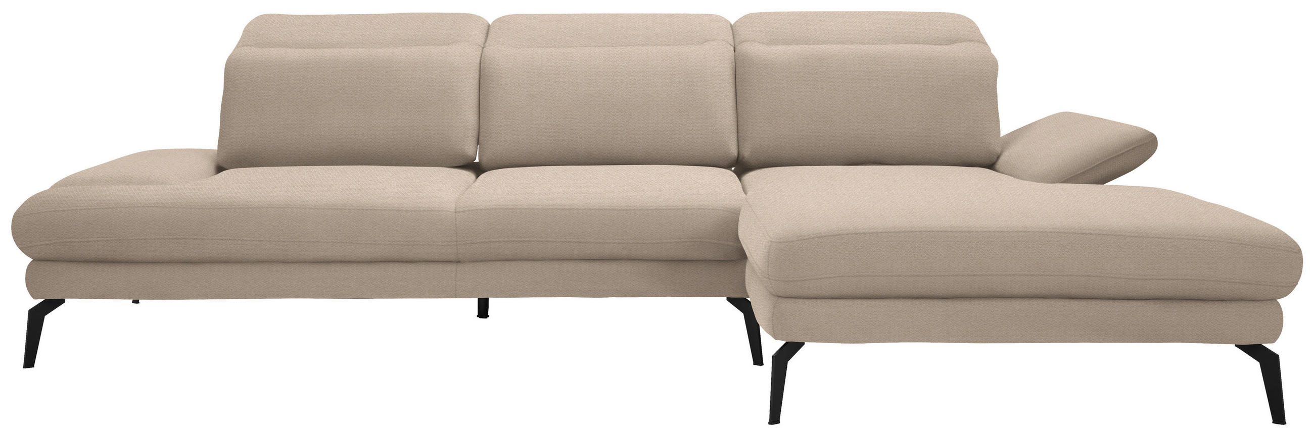 ECKSOFA in Chenille Creme  - Creme/Schwarz, Design, Textil/Metall (289/180cm) - Stylife