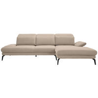 ECKSOFA in Chenille Creme  - Creme/Schwarz, Design, Textil/Metall (289/180cm) - Stylife