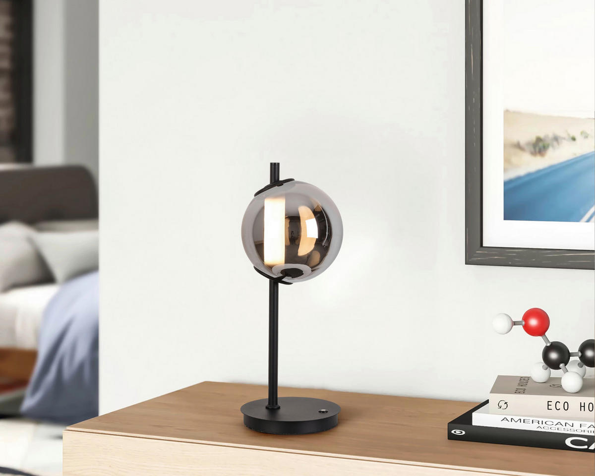 LED-TISCHLEUCHTE 20/51 cm   - Chromfarben/Schwarz, Design, Glas/Kunststoff (20/51cm) - Dieter Knoll