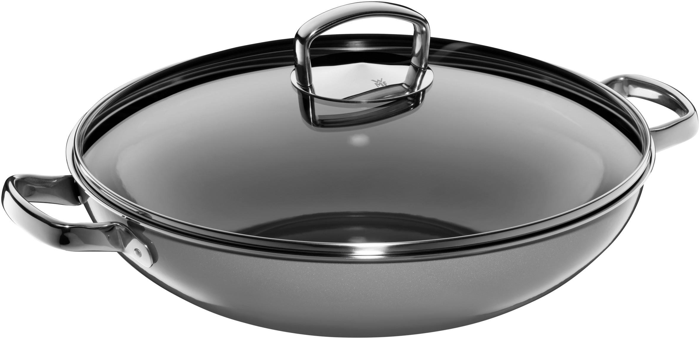 WOK 36 cm  - Platinfarben, Basics, Glas/Metall (36cm) - WMF