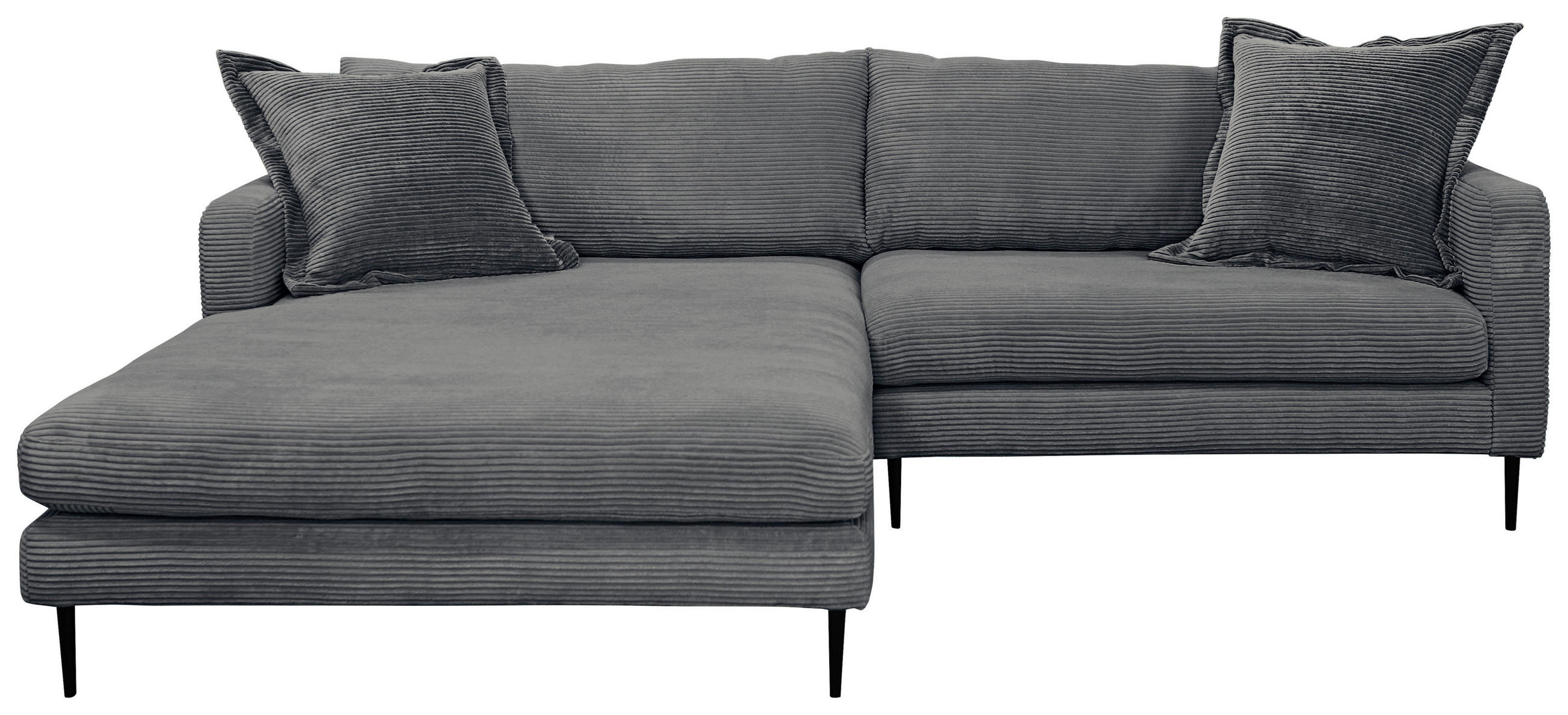 ECKSOFA in Cord Graphitfarben  193/268 cm  - Schwarz/Graphitfarben, Design, Textil/Metall (193/268cm) - P & B