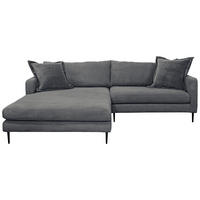ECKSOFA in Cord Graphitfarben  193/268 cm  - Schwarz/Graphitfarben, Design, Textil/Metall (193/268cm) - P & B