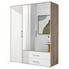 KLEIDERSCHRANK 155/195/60 cm 3-türig Weiß, Eiche San Remo, Alufarben  - Alufarben/Weiß, KONVENTIONELL, Glas/Holzwerkstoff (155/195/60cm) - Boxxx