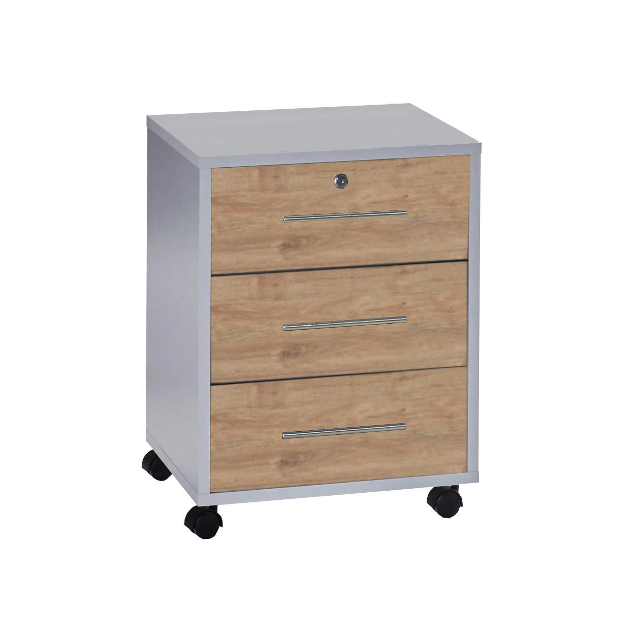 ROLLCONTAINER 44/58/40 cm  - Eichefarben/Silberfarben, LIFESTYLE, Holzwerkstoff/Metall (44/58/40cm) - MID.YOU