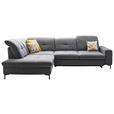 ECKSOFA  in Chenille Grau  240/308 cm  - Schwarz/Grau, Design, Textil/Metall (240/308cm) - Xora