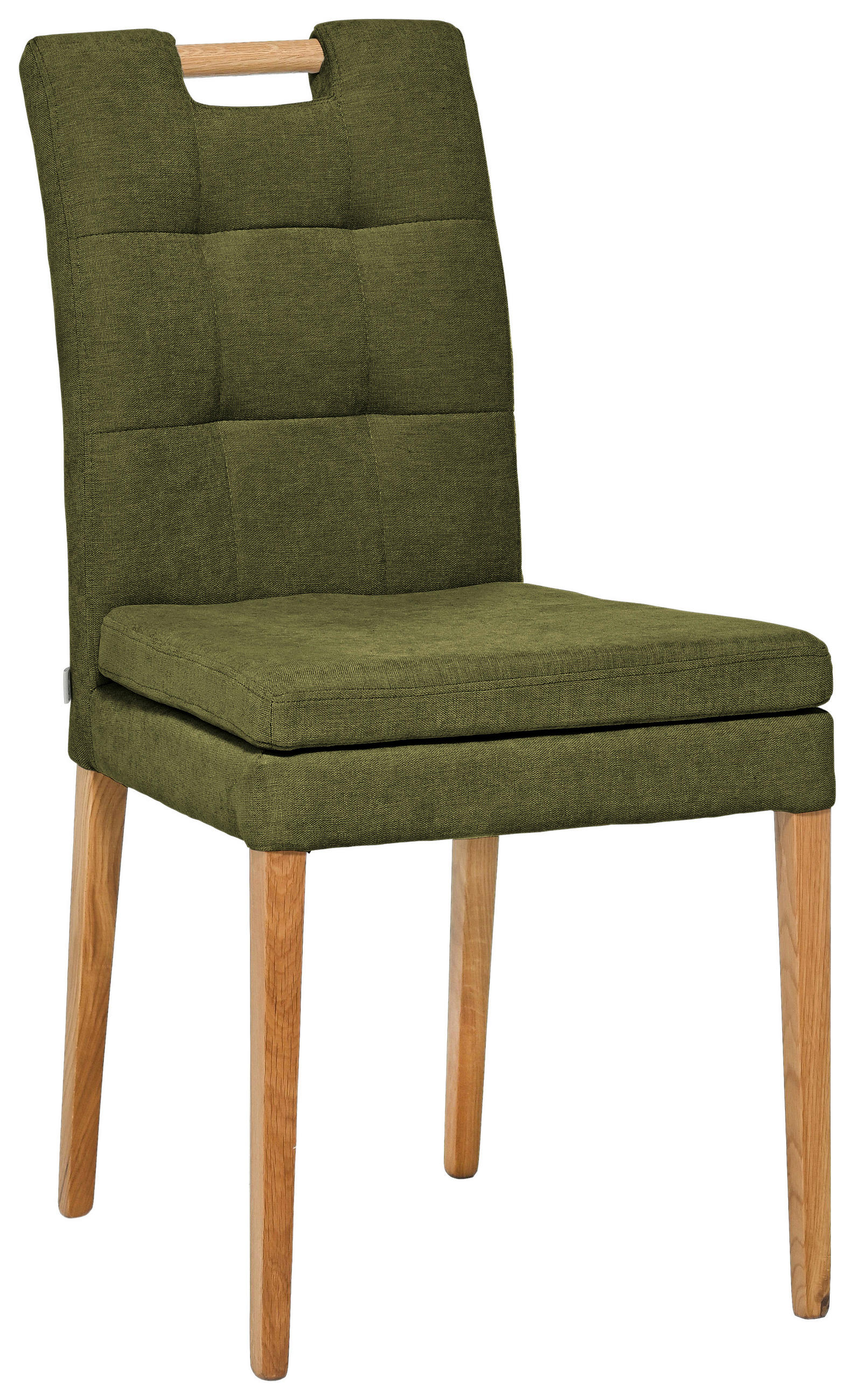 STUHL Webstoff Eichefarben, Grün Eiche massiv  - Eichefarben/Grün, KONVENTIONELL, Holz/Textil (47/91,5/59cm) - Celina Home