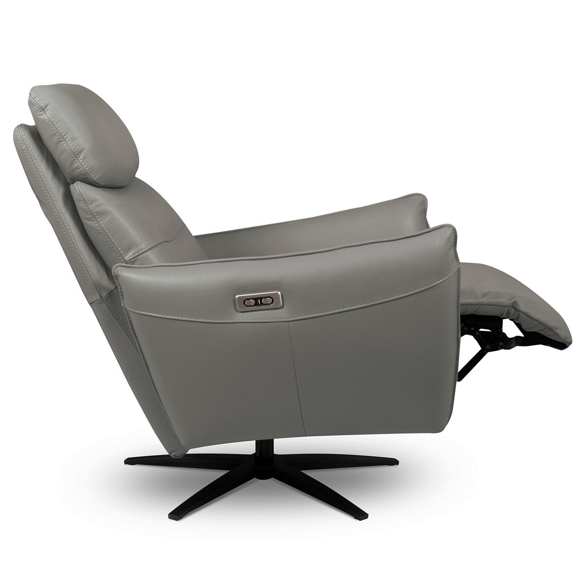 RELAXSESSEL in Leder Grau  - Schwarz/Grau, Design, Leder/Metall (77/107/88cm) - Livetastic