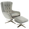 RELAXSESSELSET Samt Hocker    - Hellgrau/Nickelfarben, Trend, Textil/Metall (73/102/84cm) - Carryhome