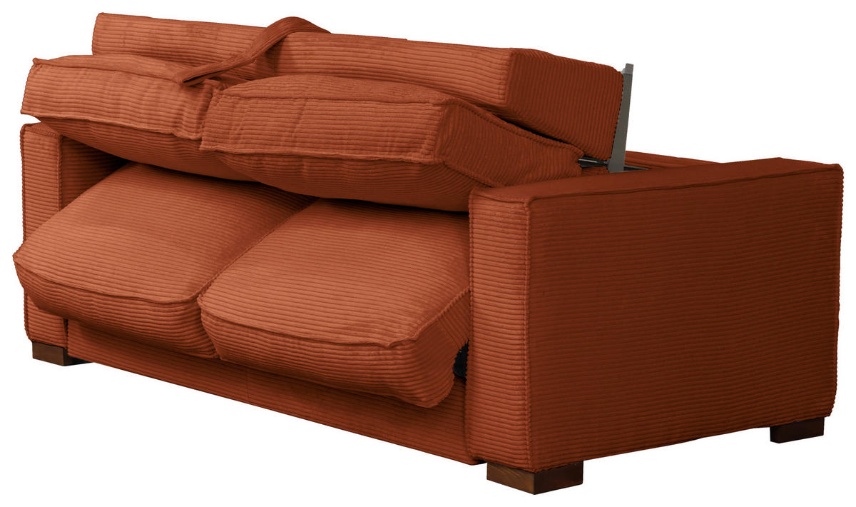 SCHLAFSOFA in Cord Rostfarben  - Rostfarben/Dunkelbraun, Design, Holz/Textil (203/85/99cm) - MID.YOU