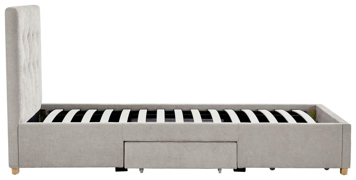 POLSTERBETT 90/200 cm, inkl. gepolstertes Kopfteil, Lattenrost, Bettschubladen,  in Beige  - Beige/Naturfarben, Design, Holz/Textil (90/200cm) - Boxxx