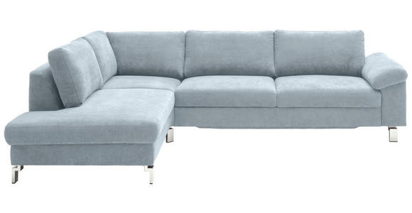 ECKSOFA  in Velours Hellblau  200/281 cm  - Chromfarben/Hellblau, Design, Textil/Metall (200/281cm) - Hom`in