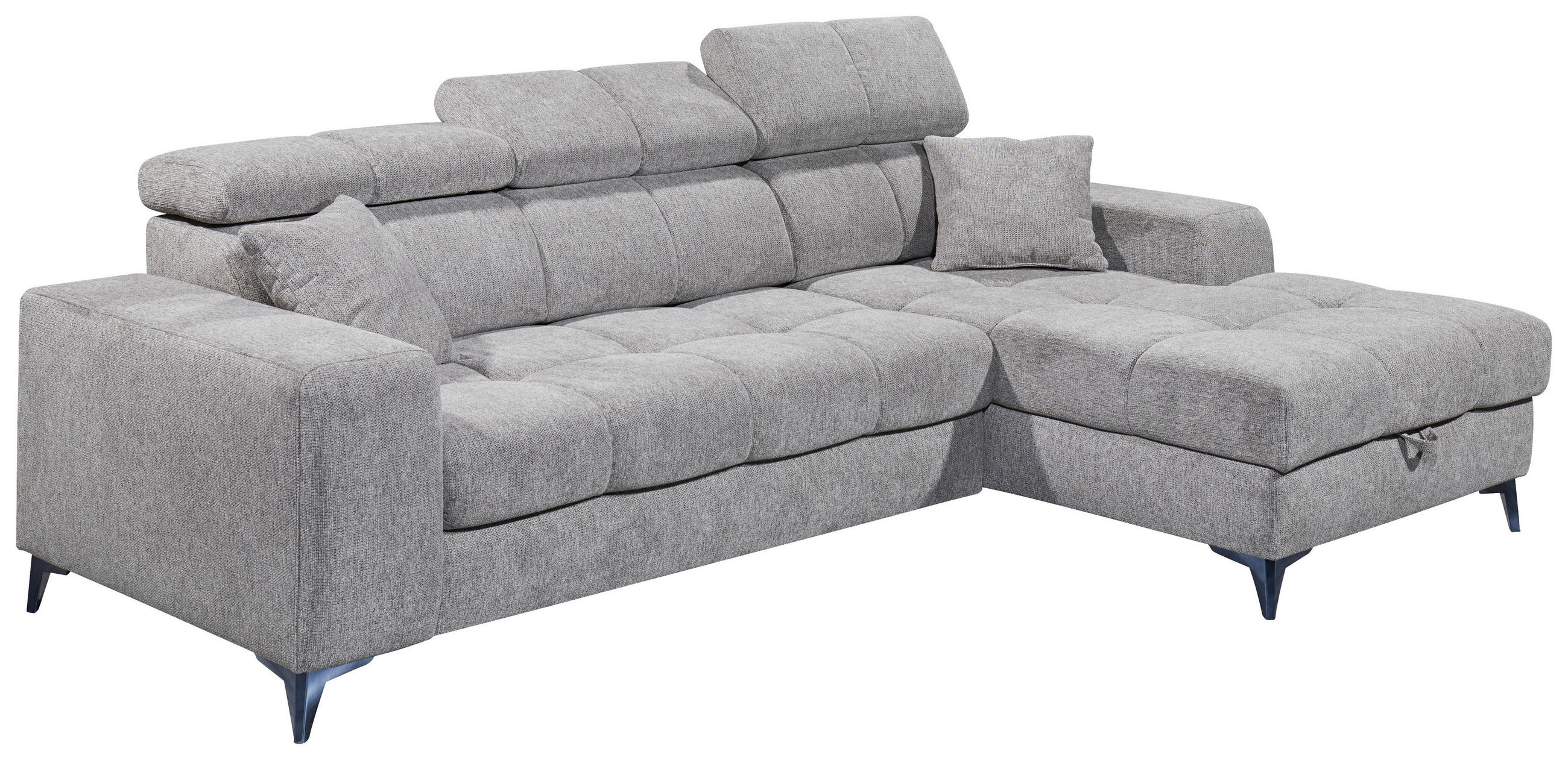 ECKSOFA in Chenille Taupe  - Taupe/Schwarz, Konventionell, Kunststoff/Textil (268/172cm) - MID.YOU