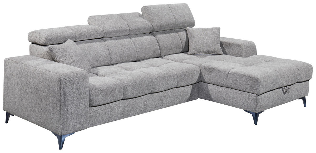 ECKSOFA Taupe Chenille  - Taupe/Schwarz, KONVENTIONELL, Kunststoff/Textil (268/172cm) - Carryhome