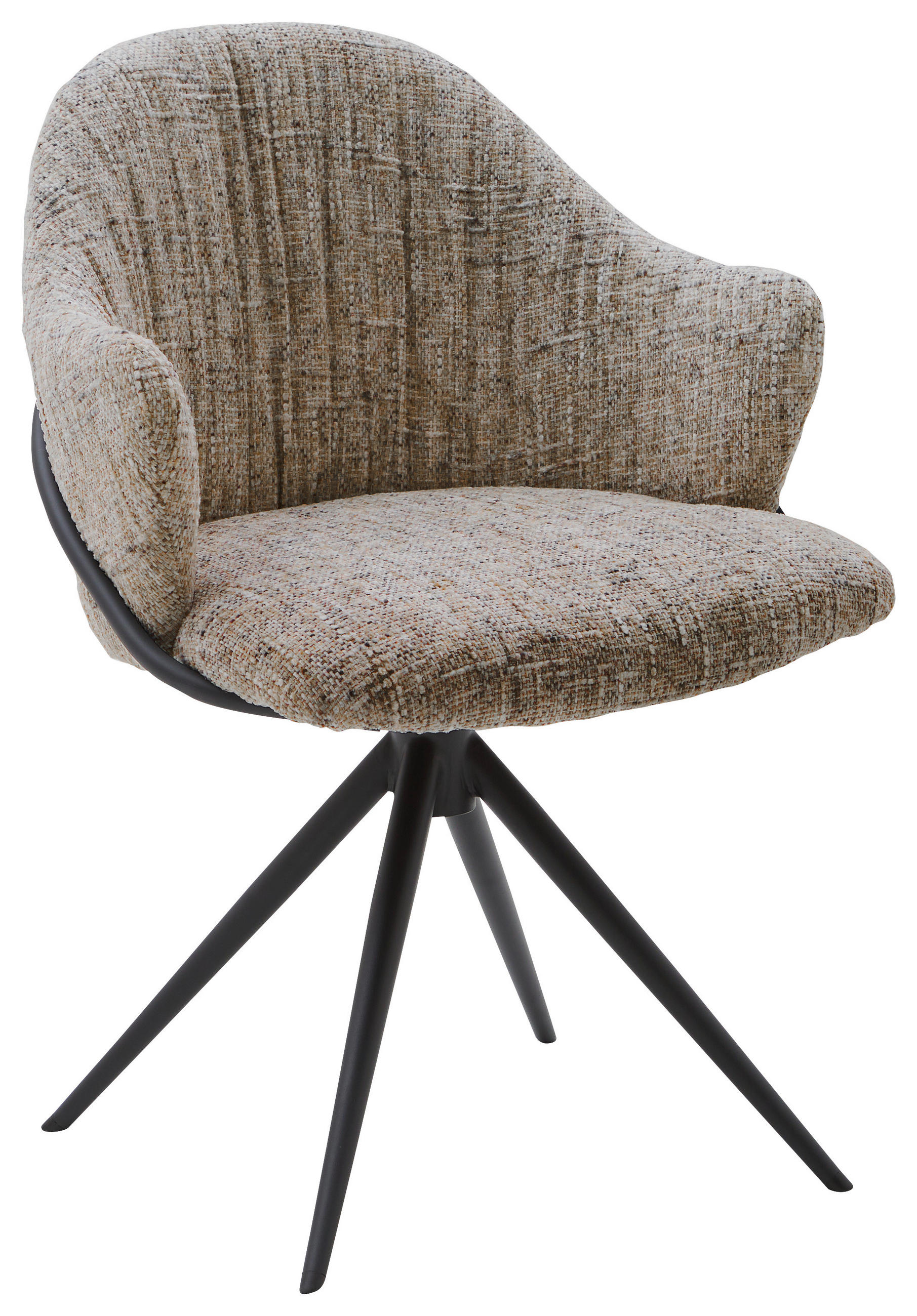 ARMLEHNSTUHL  Lederauswahl, Stoffauswahl, Sitzfläche 360° drehbar beflockt  - Anthrazit/Braun, Design, Textil/Metall (57/84/44,5cm) - Belluti