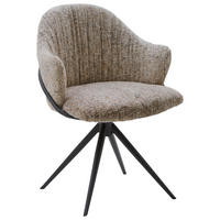 ARMLEHNSTUHL  Lederauswahl, Stoffauswahl, Sitzfläche 360° drehbar beflockt  - Anthrazit/Braun, Design, Textil/Metall (57/84/44,5cm) - Belluti